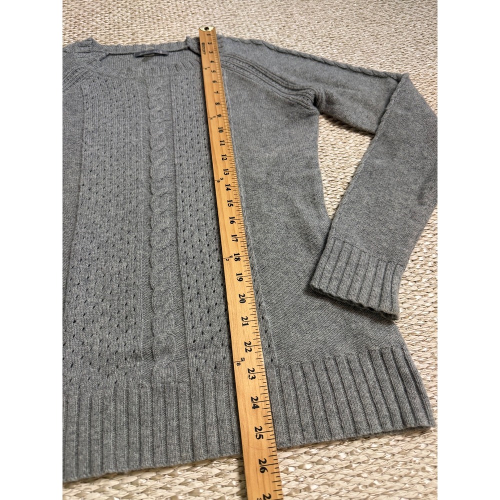 Smartwool Gray Merino Wool Cable Knit Pointelle Crew Neck Sweater Womens Medium - Picture 6 of 7
